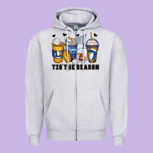 Tis' The Season Volleyball Coffee Cups Zipper Hoodie Designed By Zillion Design Studio