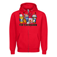 Red tis' the season volleyball coffee cups Zipper Hoodie - Zillion Design Studio