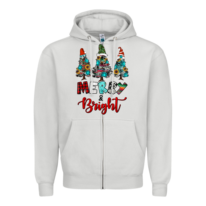 Western Trees Merry And Bright Christmas Zipper Hoodie by RanaPortraitStore | Teevron