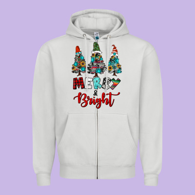 Western Trees Merry And Bright Christmas Zipper Hoodie Designed By Ranaportraitstore