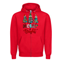Red western trees merry and bright christmas Zipper Hoodie - RanaPortraitStore