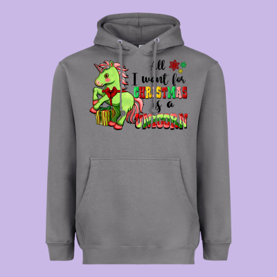 All I Want For Christmas Is A Unicorn Heavyweight Hoodie Designed By Fadigitalartstudio