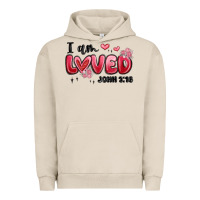 Pigment French Oak i am loved john 3 16 Urban Hoodie - MaliasSmallBusiness