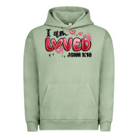 Pigment Oil Green i am loved john 3 16 Urban Hoodie - MaliasSmallBusiness
