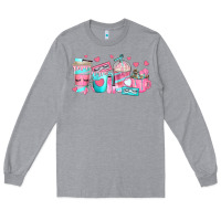Heather Grey lash hustler coffee cups Long Sleeve Tee - texasbilliewilder