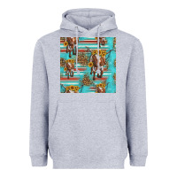 Heather Grey longhorn bull seamless pattern Heavyweight Hoodie - HRA Design Shop