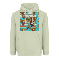 Matcha longhorn bull seamless pattern Heavyweight Hoodie - HRA Design Shop