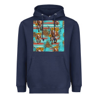 Navy longhorn bull seamless pattern Heavyweight Hoodie - HRA Design Shop