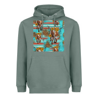 Sage longhorn bull seamless pattern Heavyweight Hoodie - HRA Design Shop