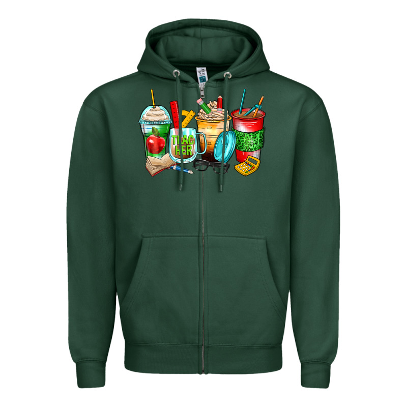 Teacher Coffee Cups Zipper Hoodie by Zillion Design Studio | Teevron