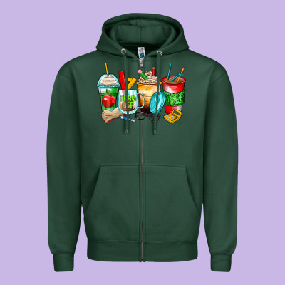 Teacher Coffee Cups Zipper Hoodie Designed By Zillion Design Studio