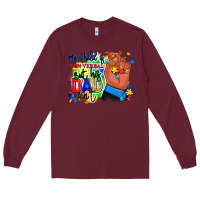 Burgundy my child is non verbal but his dad aint afro hand Long Sleeve Tee - RanaPortraitStore