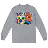 Heather Grey my child is non verbal but his dad aint afro hand Long Sleeve Tee - RanaPortraitStore