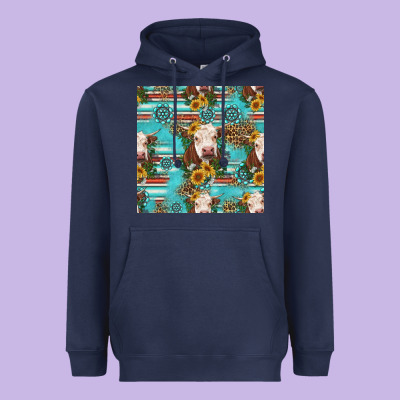 Charolais Cow Seamless Pattern Heavyweight Hoodie Designed By Hra Design Shop