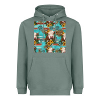 Sage charolais cow seamless pattern Heavyweight Hoodie - HRA Design Shop