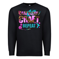 Black eat sleep craft repeat Premium Sweatshirt - AdoDesignShop