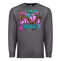 Charcoal Heather eat sleep craft repeat Premium Sweatshirt - AdoDesignShop