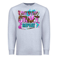 Heather Grey eat sleep craft repeat Premium Sweatshirt - AdoDesignShop