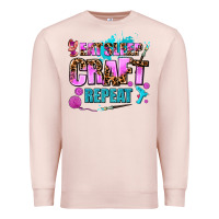 Pale Pink eat sleep craft repeat Premium Sweatshirt - AdoDesignShop