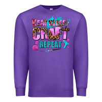Purple eat sleep craft repeat Premium Sweatshirt - AdoDesignShop
