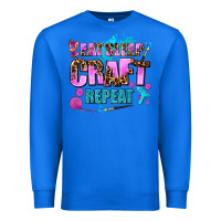 True Royal eat sleep craft repeat Premium Sweatshirt - AdoDesignShop