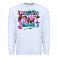 White eat sleep craft repeat Premium Sweatshirt - AdoDesignShop