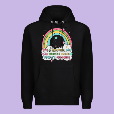 Beautiful Day To Respect Pronouns Premium Hoodie Designed By Maliassmallbusiness