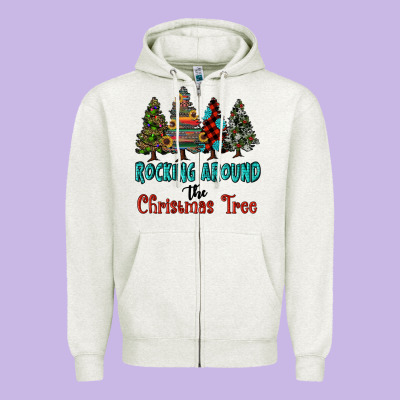 Rocking Around The Christmas Tree, Rocking, Around The, Christmas Tree Zipper Hoodie Designed By Ranaportraitstore