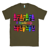 Army Green teacher life crayons Classic Tee - texasbilliewilder