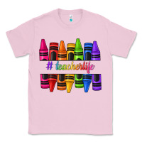 Bubblegum Pink teacher life crayons Classic Tee - texasbilliewilder