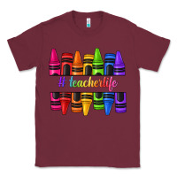 Burgundy teacher life crayons Classic Tee - texasbilliewilder