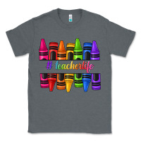 Charcoal Heather teacher life crayons Classic Tee - texasbilliewilder