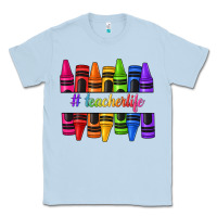 Dusty Blue teacher life crayons Classic Tee - texasbilliewilder