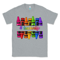 Heather Grey teacher life crayons Classic Tee - texasbilliewilder