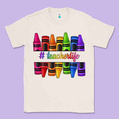 Classic Tee teacher life crayons