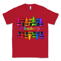 Red teacher life crayons Classic Tee - texasbilliewilder