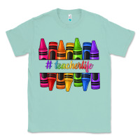 Seafoam teacher life crayons Classic Tee - texasbilliewilder