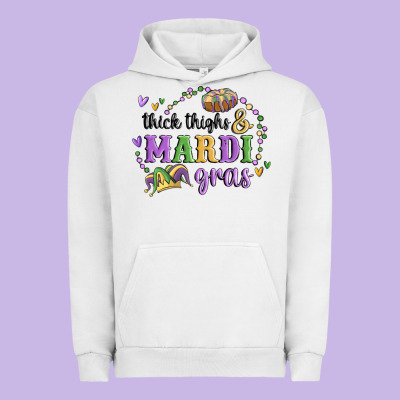 Thick Thighs Mardi Gras Urban Hoodie Designed By Maliassmallbusiness