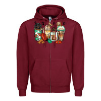 Burgundy dog coffee cups Zipper Hoodie - Zillion Design Studio