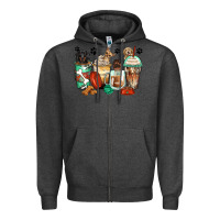 Charcoal Heather dog coffee cups Zipper Hoodie - Zillion Design Studio
