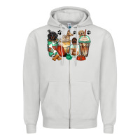 Dove Grey dog coffee cups Zipper Hoodie - Zillion Design Studio