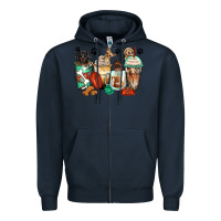 Navy dog coffee cups Zipper Hoodie - Zillion Design Studio