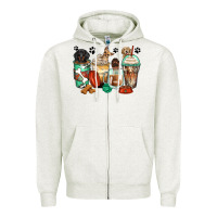 Oatmeal Heather dog coffee cups Zipper Hoodie - Zillion Design Studio