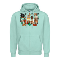 Seafoam dog coffee cups Zipper Hoodie - Zillion Design Studio