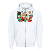 White dog coffee cups Zipper Hoodie - Zillion Design Studio