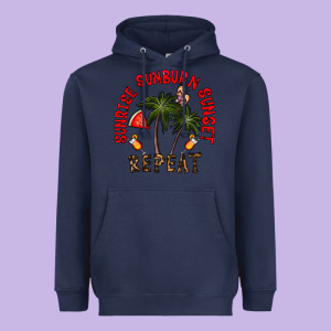 Sunrise Sunburn Sunnset Repeat Heavyweight Hoodie Designed By Cowhidedigitalart