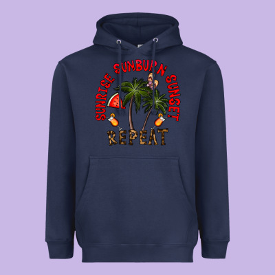Sunrise Sunburn Sunnset Repeat Heavyweight Hoodie Designed By Cowhidedigitalart