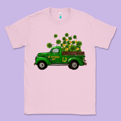 Classic Tee st patricks truck shamrock horseshoe gold