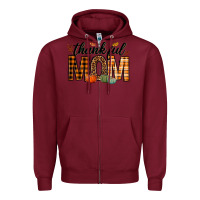 Burgundy thankful mom Zipper Hoodie - texasbilliewilder