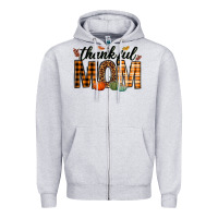 Heather Grey thankful mom Zipper Hoodie - texasbilliewilder